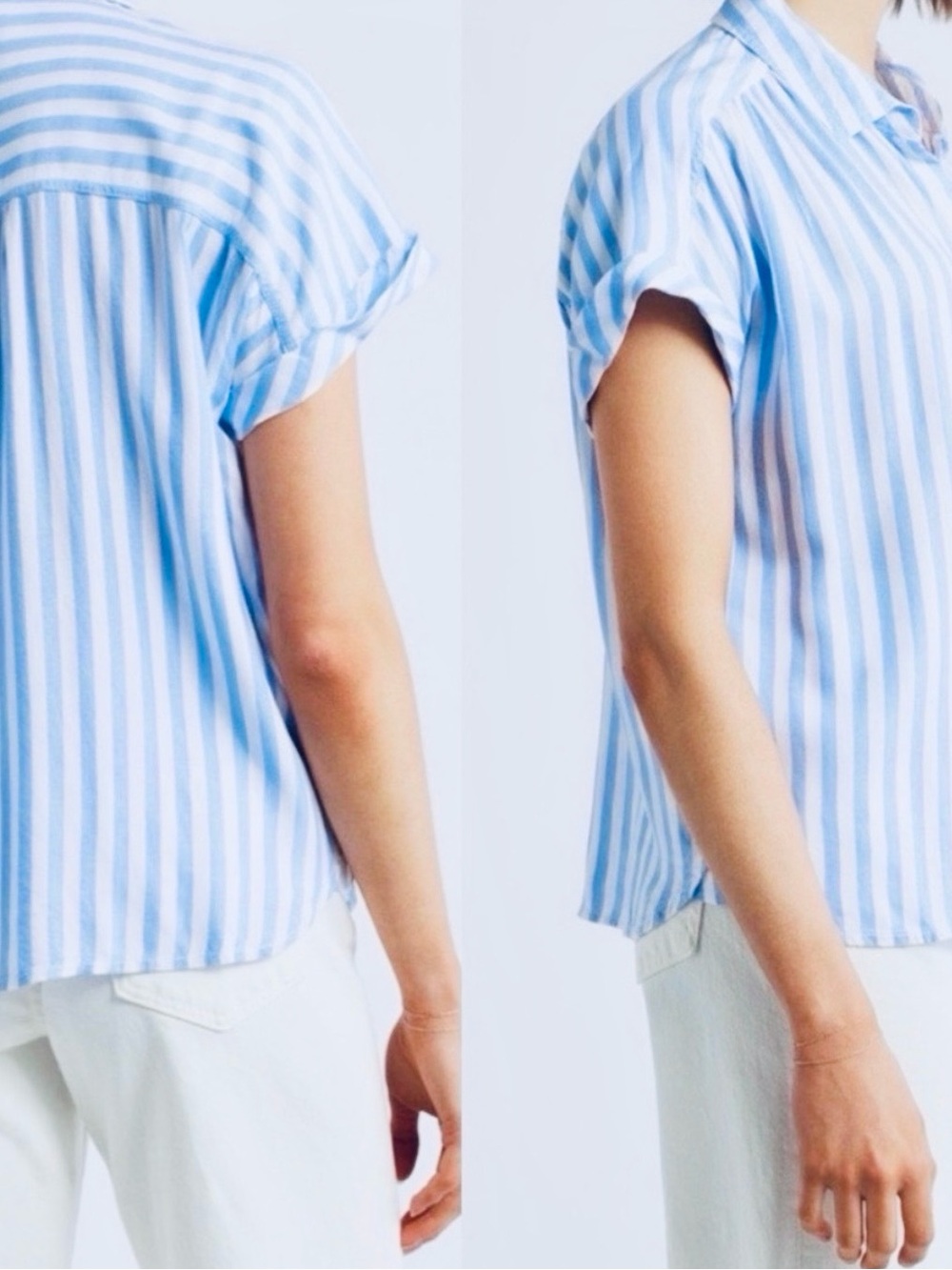 EUC • Striped V-Neck Popover